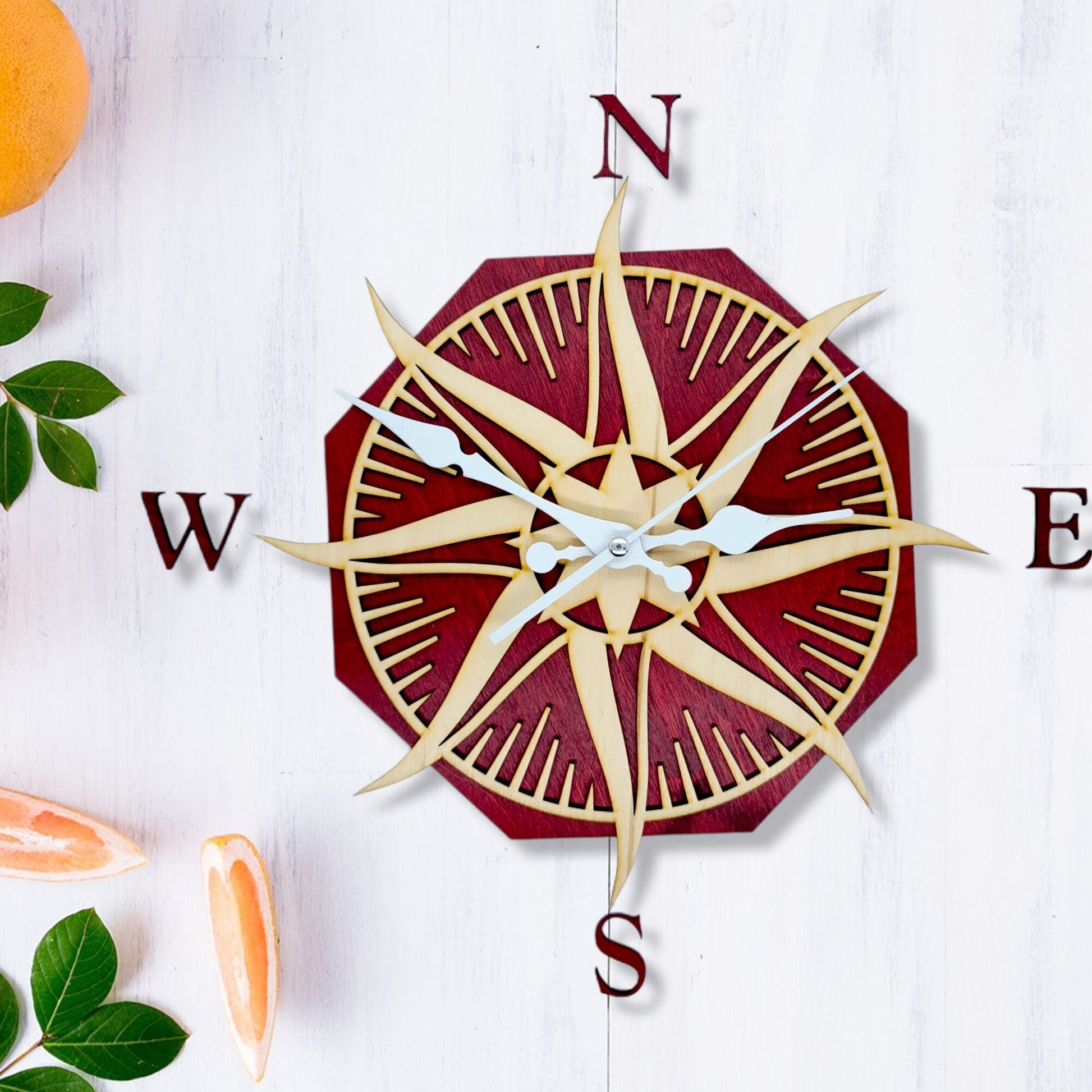 Wall Clock Compass Wall Personalized Wall Clock | Jones Laser Craft Personalized Gift