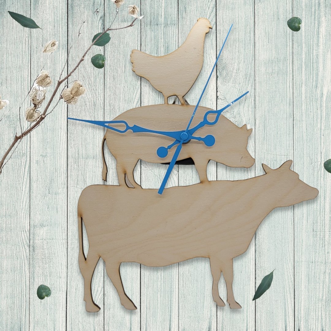 Clock Cow Pig Chicken Statue Personalized Wall Clock | Jones Laser Craft Personalized Gift