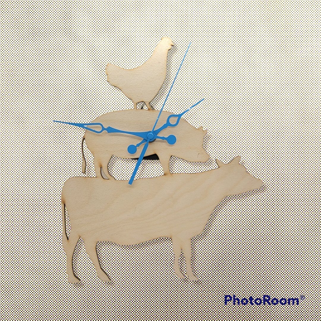 Clock Cow Pig Chicken Statue Personalized Wall Clock | Jones Laser Craft Personalized Gift