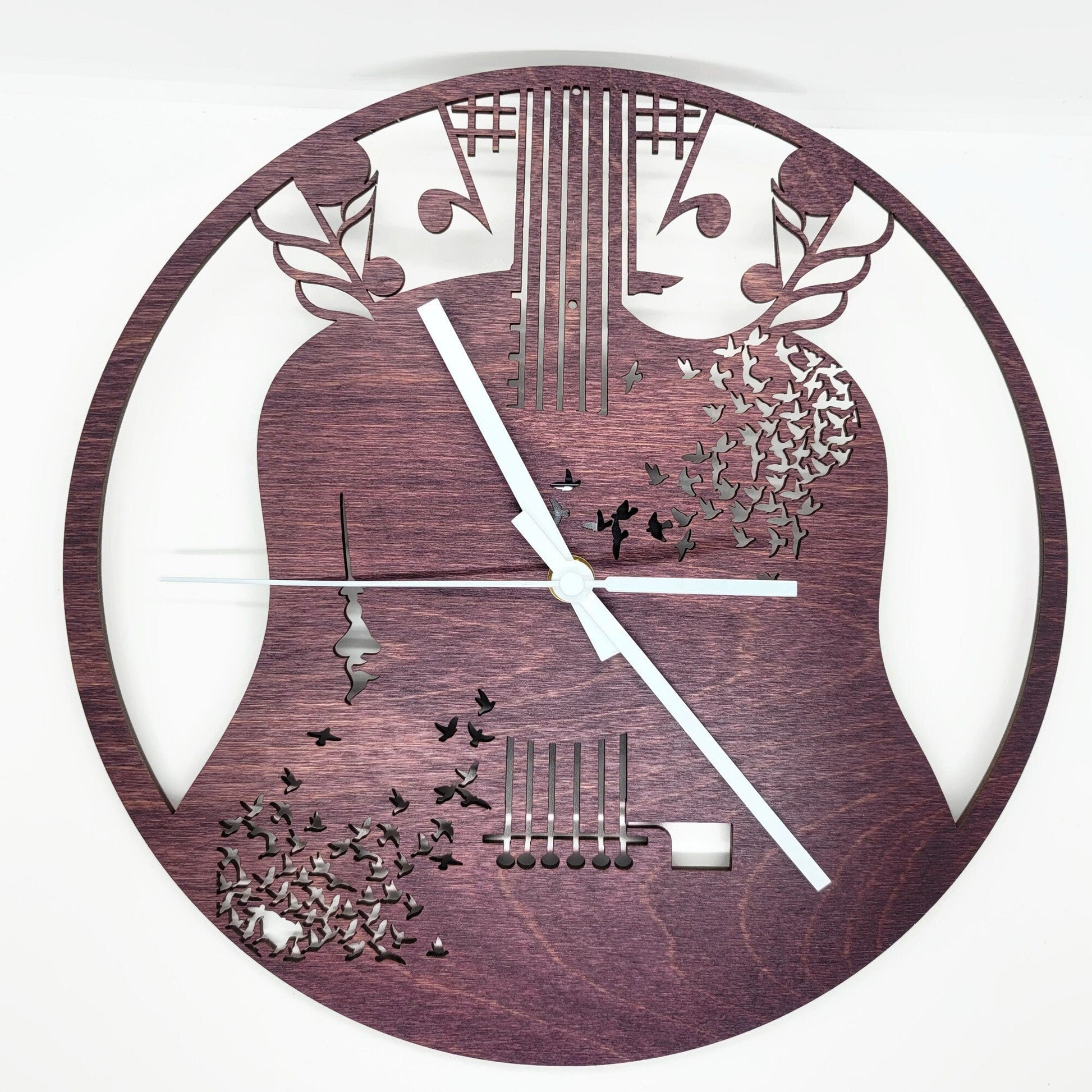 Clock Guitar Personalized Wall Clock with Birds | Jones Laser Craft Personalized Gift
