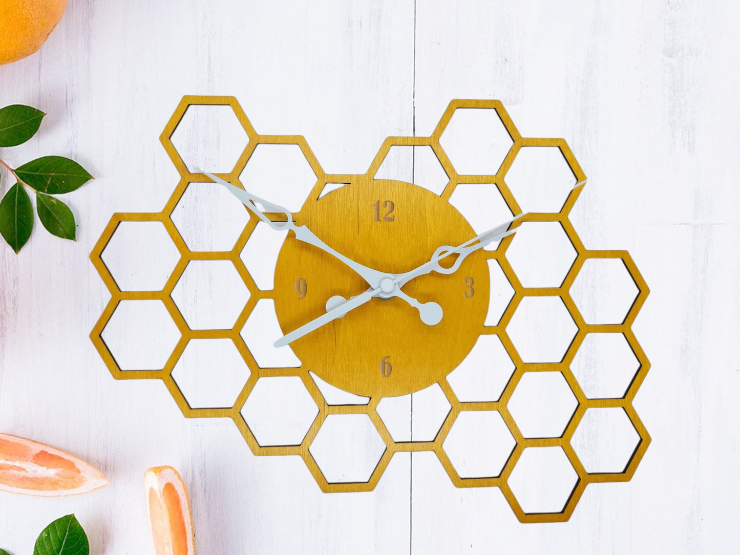 Clock Glossy Black Honeycomb Personalized Wall Clock | Jones Laser Craft Personalized Gift