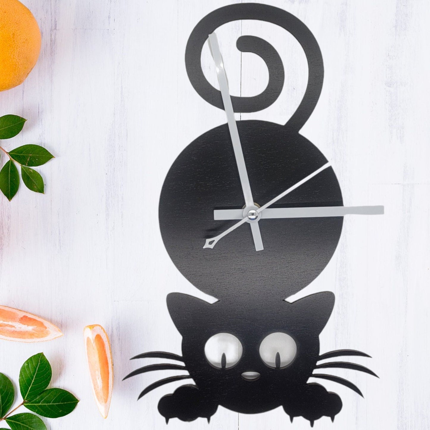 Wall Clock Happy Kitty Cat wall Personalized Wall Clock | Jones Laser Craft Personalized Gift