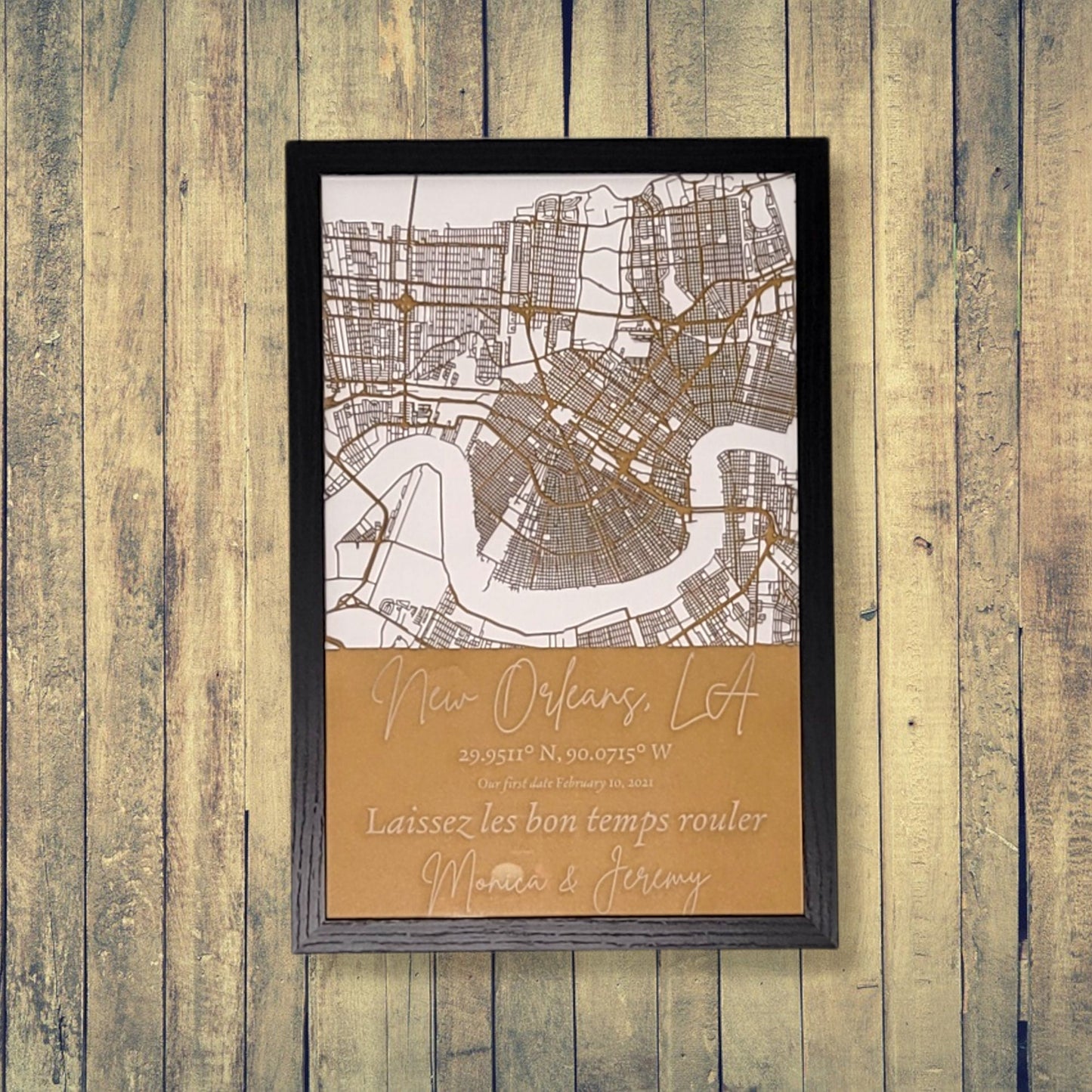Wall Art Framed Personalized Our First Date Map | Jones Laser Craft Personalized Gift